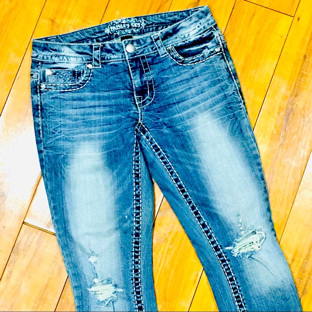 Paisley Sky denim bling denim jeans crop 4